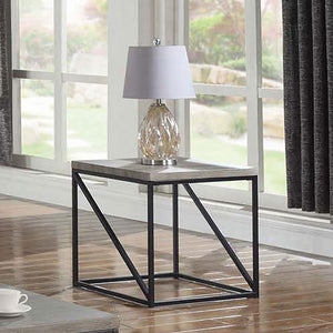  combining functionality and style. The engineered wood top features a scratch-resistant laminate veneer in a sonoma grey finish for a wood-like appearance and lasting durability. Supported by a b