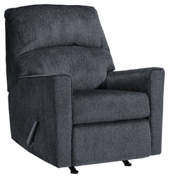 If style is the question, then this rocker recliner is the answer. Its clean-lined profile is beautifully contemporary. Plush chenille fabric and plump cushioning make it so easy to comfortably kick up your heels. And the recliner-'s richly neutral hue co