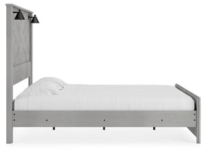 Cottonburg - Light Gray / White - King Panel Bed with Sconce Lights