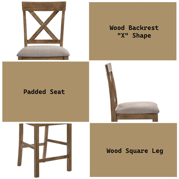 Martha II - Counter Height Chair (Set of 2) - Tan Linen & Weathered Oak