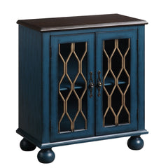 Rectangular Accent Table w/2 Doors Wooden Turned Leg Storage: Glass Doors w/1 Shelf Inside<br/><br/><b>Product Features</b><ul><li>Rectangular Accent Table w/2 Doorsâ€§ Wooden Turned Leg</li><li>Storage: Glass Doors w/1 Shelf Inside</li><li>Pattern & Clea