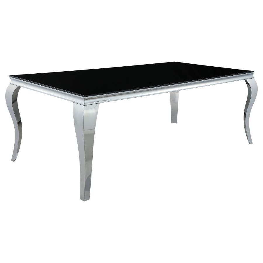 Glamorous with a luxurious touch, this elegant dining table makes the perfect addition to a formal dining space. With a mixed material design of durable stainless steel and glass, this dining table lends itself to several home decor styles. On each tradit