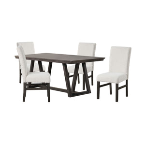 The High Line 5 Piece Dining Set is designed to be the centerpiece of your dining experience. Including one trestle dining table and four gray upholstered side chairs, this set is built to last, expertly crafted from solid Acacia and Rubberwood, enhanced 