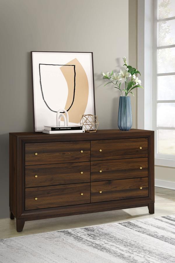 perfect for decor or a jewelry box to add a personalized touch. The dresser boasts a rich walnut wood grain finish over