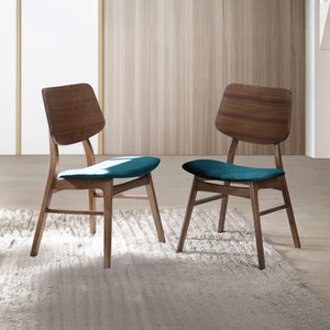 Oscar - Chair With Cushion (Set of 2) - Walnut / Forest Green