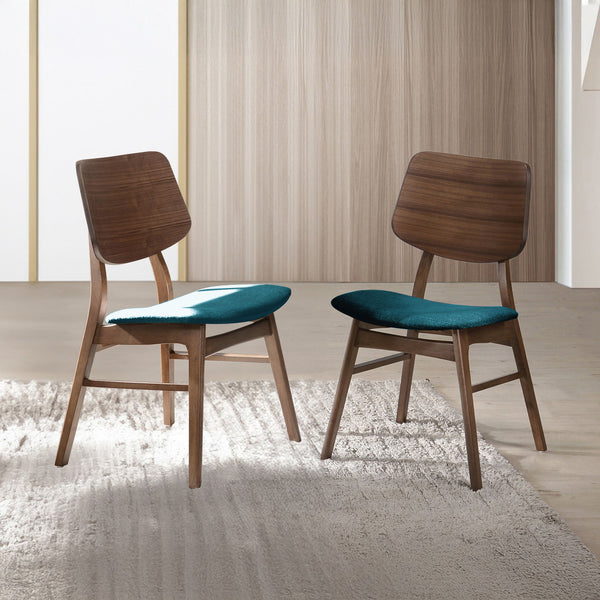 Oscar - Chair With Cushion (Set of 2) - Walnut / Forest Green