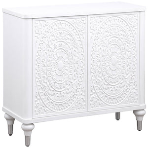 Put the last touches on a stylish space with the added storage and impeccable style of a modern accent cabinet. Featuring two decorative magnetic push-to-open doors, it-'s the perfect addition in any space, offering ample interior space with an adjustable