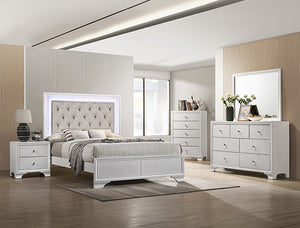 Lyssa - Full Bed With LED - Oat / Frost