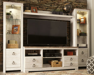 Willowton - Whitewash - 3-Piece Entertainment Center
