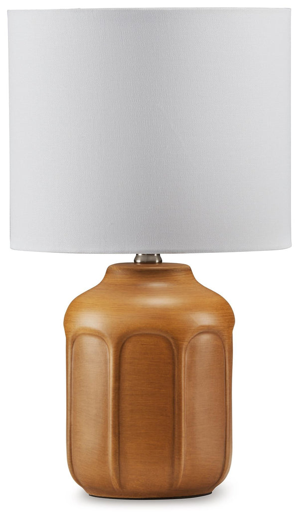 Drumroll, please. What an illuminating take on minimalist-inspired style. This ceramic lamp sports a textural body with a glazed finish, topped by a drum shade that captures the essence of relaxed simplicity.<br><br><b>Additional Dimensions</b><br><ul><li
