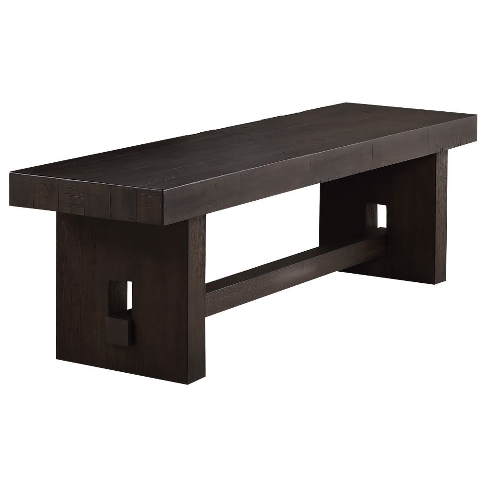 Complete your dining space with the sophisticated Haddie dining room set. This transitional group features a distressed finish with the understated styling of rustic design. The table features a sophisticated trestle base with crossbar support and grooved