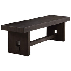 Complete your dining space with the sophisticated Haddie dining room set. This transitional group features a distressed finish with the understated styling of rustic design. The table features a sophisticated trestle base with crossbar support and grooved