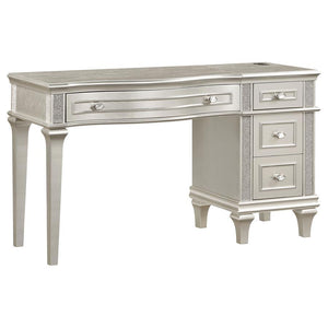 Infuse your bedroom with the sophisticated glamour of a gorgeous vanity desk. Delivering everything you need to get red-carpet ready, the vanity is equipped with four spacious drawers, including felt lining on top drawer, and a wide top to spread out all 