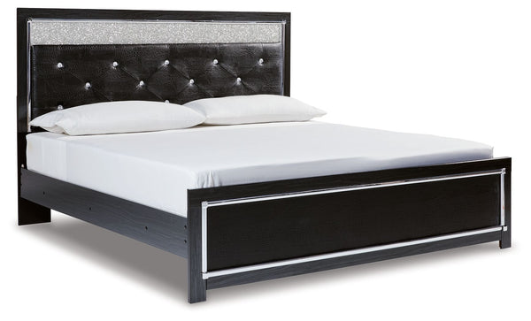 Kaydell - Black - King Upholstered Glitter Panel Bed