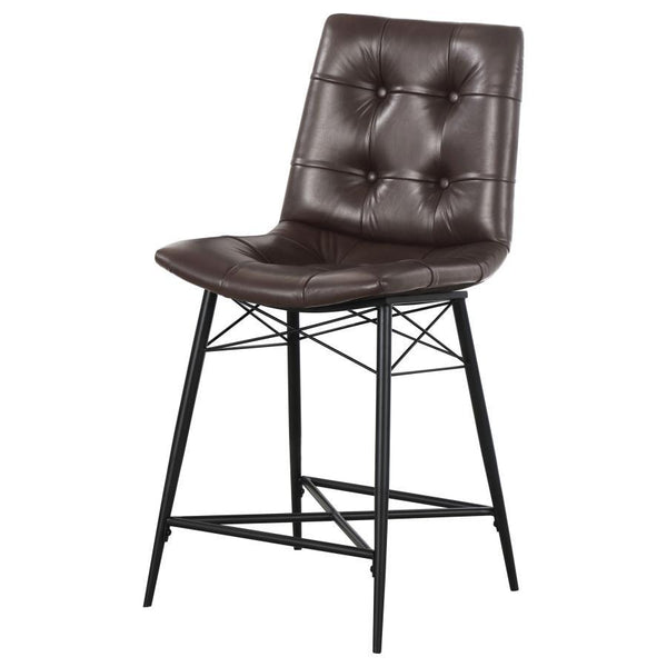 Aiken - Upholstered Tufted Counter Chair (Set of 2) - Brown