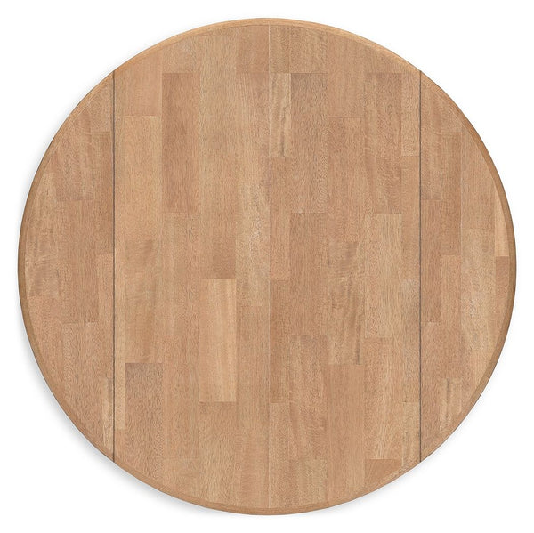 Gesthaven - Natural / Blue - Round Dining Room Drop Leaf Table