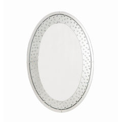 Oval Mirror (Wall) â€¢ Beveled Mirrored Finish, Clear Glass with Faux Crystal Inlay â€¢â€¢ CONSTRUCTION â€¢â€¢ Mirrored Frame, Trim: 4mm Clear Glass with Faux Crystal Inlay: Mirror, MDF<br/><br/><b>Product Features</b><ul><li>Accent Wall Mirror</li><li>Be