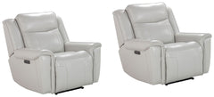 Exuding eye-catching high-style and next-level comfort, the Atlantis Power Recliner offers a host of user-friendly features that will make anyone feel right at home. The supple Whisper Ivory colored leather cover with a custom match gives a clean, polishe