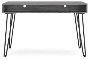 Strumford - Charcoal / Black - Home Office Desk with 2 Open Storages