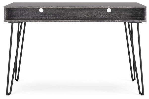 Strumford - Charcoal / Black - Home Office Desk with 2 Open Storages