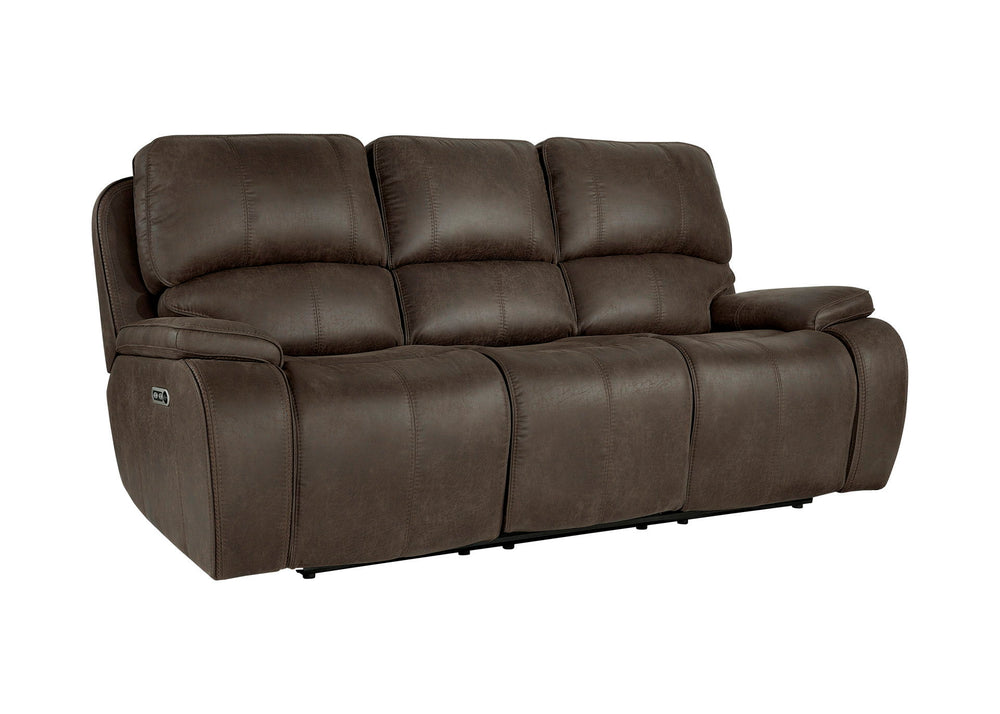 Immerse yourself in unparalleled comfort with the Brookings Dual Recliner Sofa with Power Headrest and Footrest in rustic brown. Upholstered in a leather-look polyester/pu fabric, this sofa exudes the sophistication of real leather without the premium pri