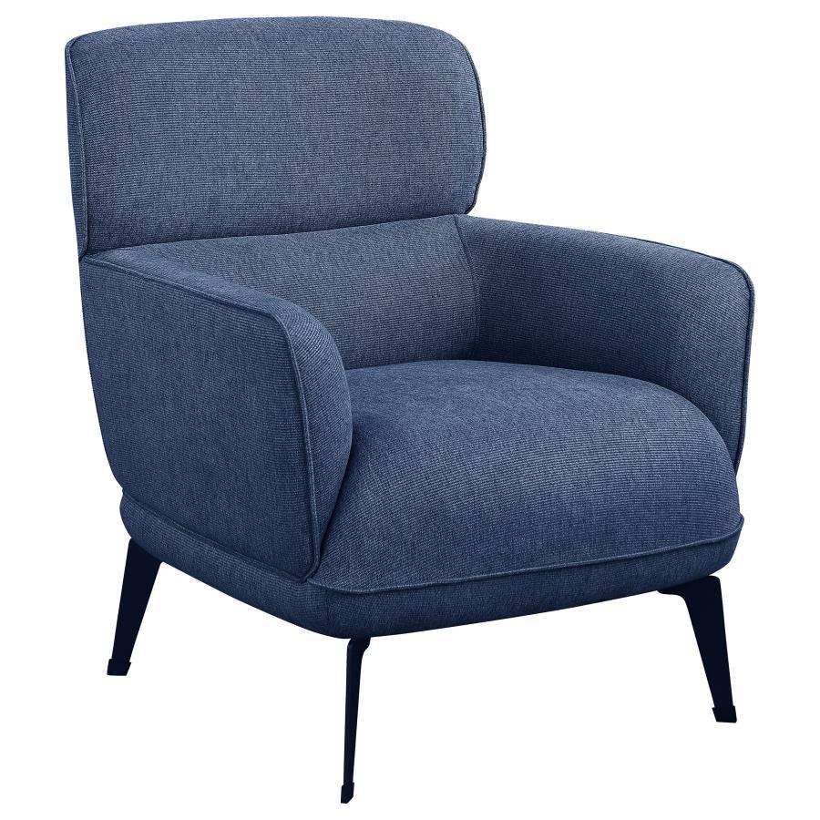 Check all the boxes for a comfortable and stylish addition to your living space. This chic accent chair reflects the best of both modern and transitional style elements. Gorgeous upholstery covers a chair made of wood products and padded with foam to crea