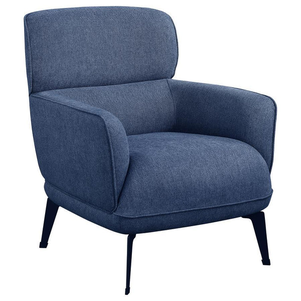 Check all the boxes for a comfortable and stylish addition to your living space. This chic accent chair reflects the best of both modern and transitional style elements. Gorgeous upholstery covers a chair made of wood products and padded with foam to crea