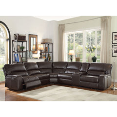 KD, Sectional (Power Motion & 2 USB Charging Docks) -"L-" Shape (Reversible Console & Armless Chairs) Includes: 2 Reclining Seats (Power Motion LAF/RAF), 3 Stationary Seats (2 Armless Chairs, Curved Wedge), Console with Storage & Cup-Holder (Safety Hinge)