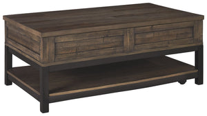 Combining a two-tone finish with a gently distressed texture produces one very distinctive lift top coffee table. Whether your style is modern farmhouse or urban industrial, this coffee table with a spring-lift top is the perfect accent for your rustic re