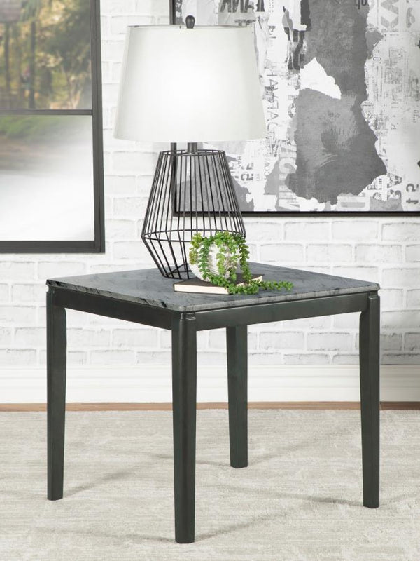  featuring a high-pressure laminate top in a refined grey faux marble finish. The durable surface is break-proof