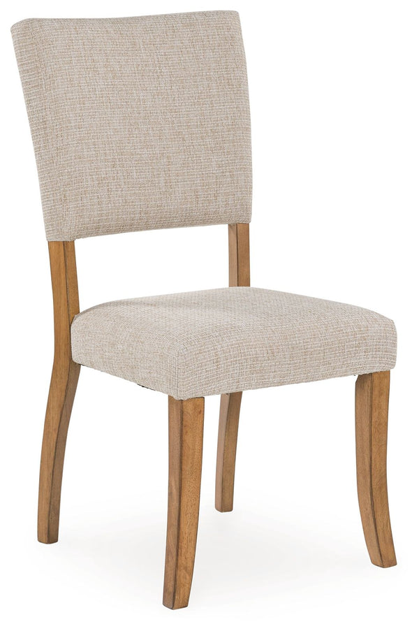 Serve up timeless style with this dining chair. Taking a curated approach to casual aesthetics, the frame is finished in an inviting light wood tone. For added flair and function, the chic neutral Next-Gen Nuvellaâ„¢ fabric is stain-resistant so you can d