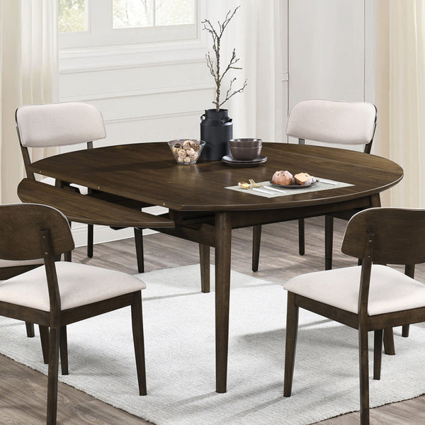 Rex - 65## Round Table With Self Storing Leaves - Walnut
