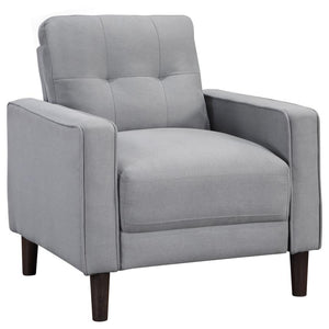 Ideal for studio apartments or small rooms, this chair boasts a perfect small-scale design. Its classic track arm and self-welt detailing highlight the superior tailoring. The grid-tufted boxed back cushions and pocket coil spring cushion construction ens