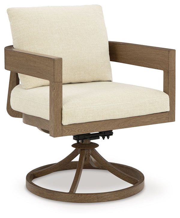  year after year. The gently curved chair features cushions wr