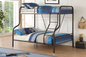 The Cairo Twin over Full bunk bed is the perfect addition to any bedroom. Features convertible design which allows to transform the stacked bed into two single beds, superior quality metal for durability, Right Facing front ladder, and easy access guard-r
