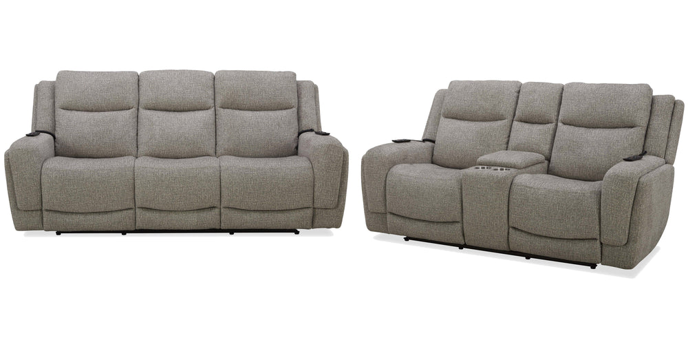 Penfield offers a remote control for a zero-gravity recline, power headrest, lumbar support, and heat and massage features for added relaxation. Made from durable and soft 100% polyester fabric, the Penfield has stylish two-tiered track arms. The sofa inc