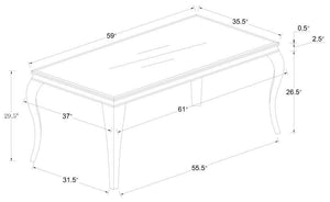 Carone - Rectangular Glass Top Dining Table - White And Chrome