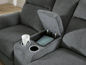 Barnsana - Gravel - Dbl Power Reclining Loveseat with Console