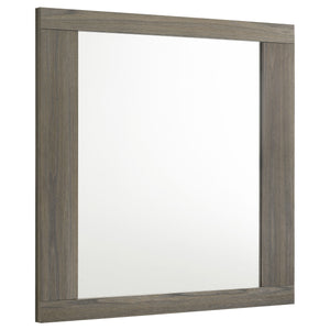 Complete your bedroom-'s sophisticated look with this contemporary dresser mirror. Designed to perfectly complement the matching dresser, this mirror features a sleek melamine frame that blends natural wood tones for a modern aesthetic. The large reflecti