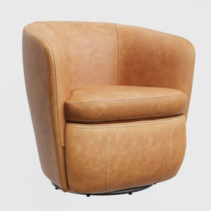 Barolo - Swivel Club Chair - Vintage Caramel