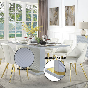 Gaines - Dining Table - Gray High Gloss Finish