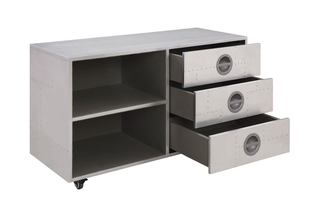 Brancaster - Cabinet - Aluminum - 40-"<br/><br/><b>Product Features</b><ul><li>Case: 1Pc/1Ctn</li><li>Finish: Aluminum</li><li>Style: Industrial</li><li>Materials: Aluminum, Metal, Composite Wood</li></ul><br/>