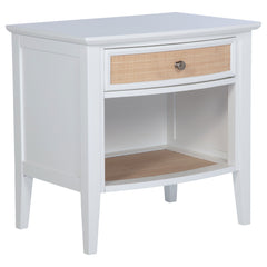 Update your bedside with the approachable, tailored style of this modern coastal nightstand. Complete with one drawer and one shelf, it provides an easy mix of storage and display, creating a place for all your evening essentials. The nightstand boasts a 