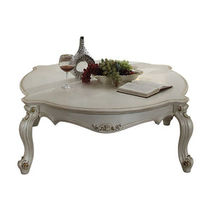Inspire your home and create an upscale atmosphere with the Picardy Coffee Table. This coffee table adds classic style to any sitting area featuring a traditional handcrafted design. This luxurious coffee table features a solid wood frame in antique pearl