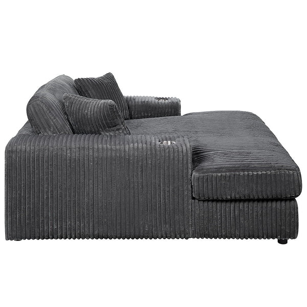 Hilde - Chaise With 2 Pillows - Gray