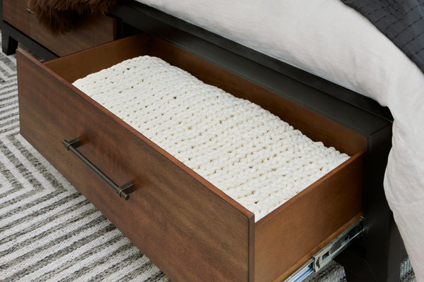 Kraeburn - Brown / Black - Queen Panel Storage Bed