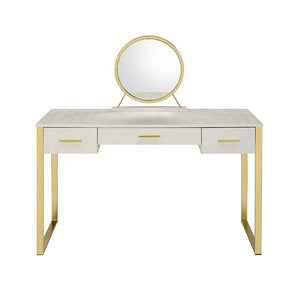 Myles - Vanity Desk - Antique White & Champagne Finish