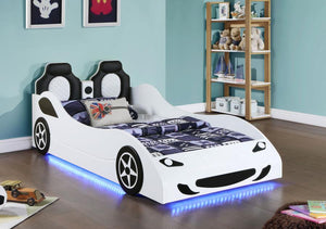 Cruiser - Wood Twin LED Car Bed - White