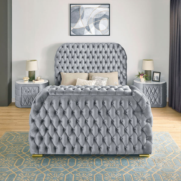 deeply tufted headboard that extends all th