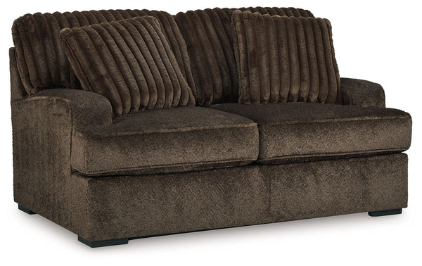 If youâ€™re looking for a blend of extraordinary comfort and contemporary style, this extra-roomy loveseat stacks up beautifully. Itâ€™s a modern yet ultra-soft lookâ€”made all the more appealing by plush textured and on-trend corduroy cushions that feel 